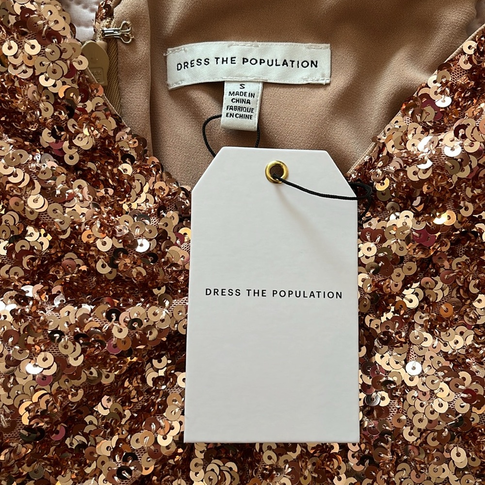 NWT Dress the Population Zoe Sequin Mini Dress - Picture 7 of 10